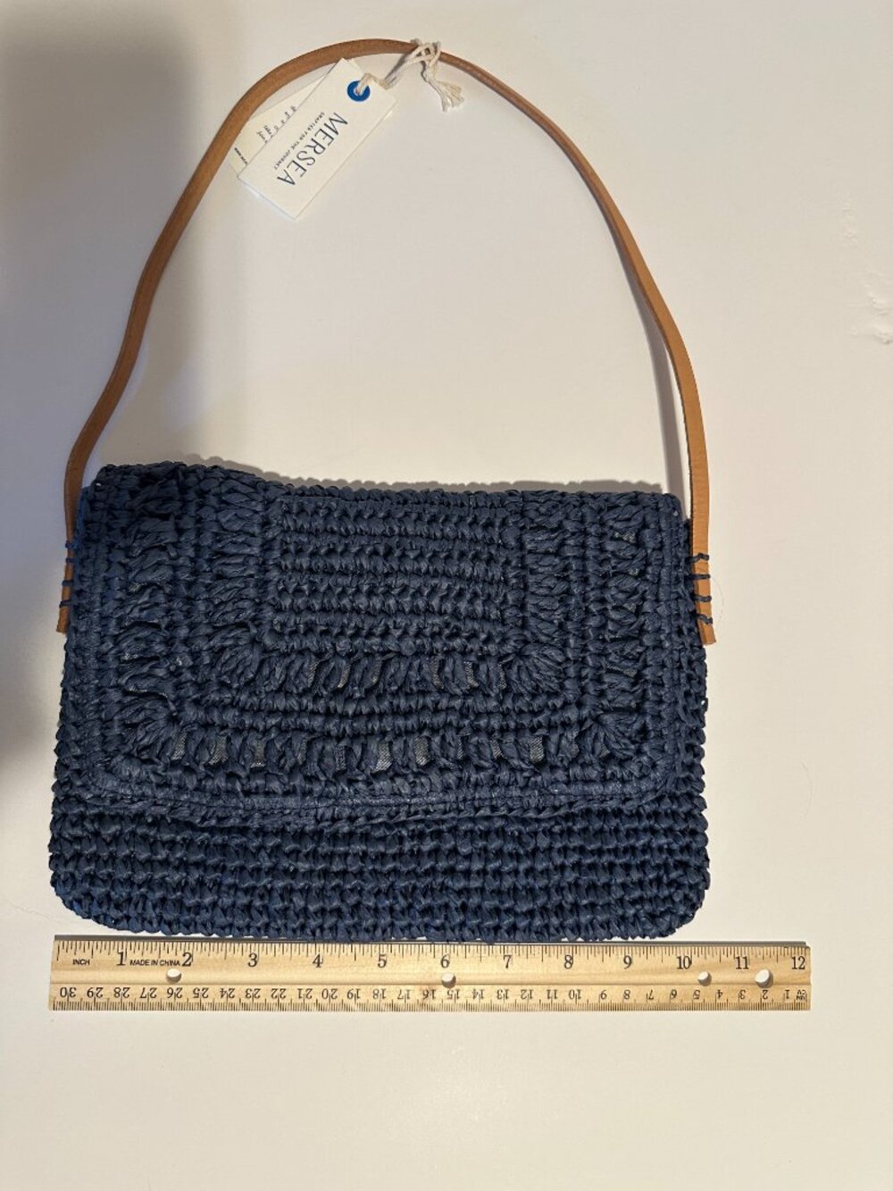 Sun Chaser Straw Pochette Navy Handbag
